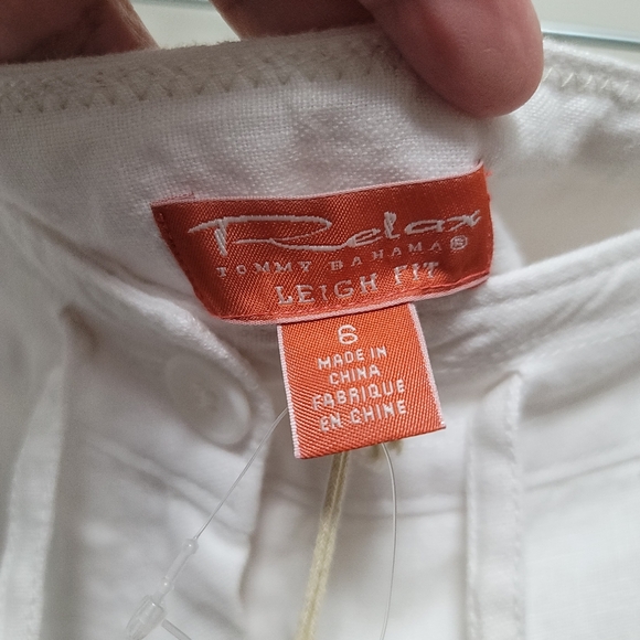NWT Tommy Bahama Leigh Fit Two Palms White 100% Linen Straight Leg Pants - Sz 6 - Picture 7 of 12